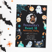 Halloween Candy Frame Ghost Schwarz Sweet 16 Foto Einladung