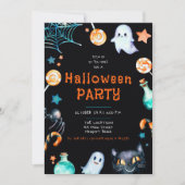 Halloween Candy Frame Ghosts Black Cat House Party Einladung (Vorderseite)