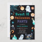 Halloween Candy Frame Ghosts Black Cat Sweet 16 Einladung (Vorderseite)