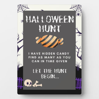 Halloween Candy Hunt Sign Fotoplatte