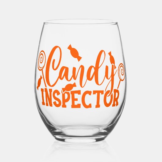 Halloween Candy Inspector Weinglas Ohne Stiel (Vorderseite)
