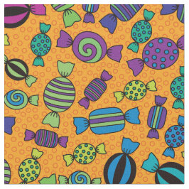 Halloween Candy Leckereien auf Orange Pattern Stoff