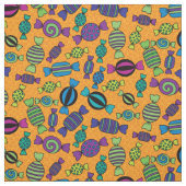 Halloween Candy Leckereien auf Orange Pattern Stoff (Muster)