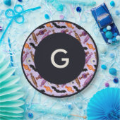 Halloween Candy Leckereien Lila Monogram Pappteller (Party)
