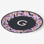 Halloween Candy Leckereien Lila Monogram Pappteller (Schrägansicht)