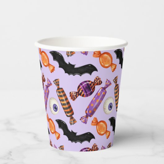 Halloween Candy Leckereien Lila Pappbecher (Vorderseite)
