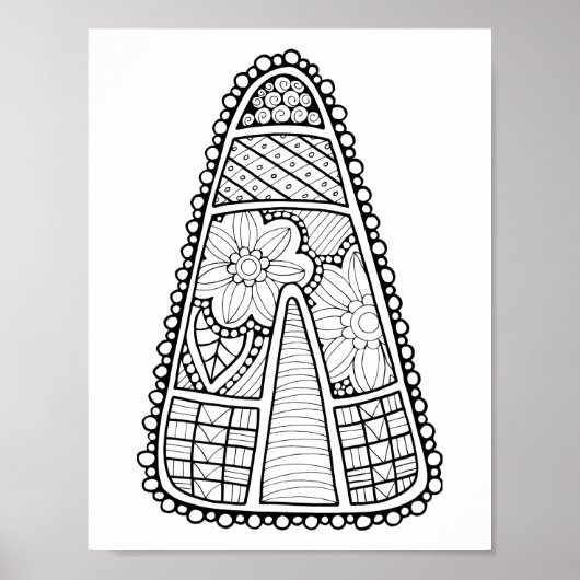 Halloween Candy Mais Coloring Page Art Poster (Vorne)