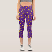 Halloween Candy Mais Muster Lila Capri Leggings (Vorderseite)