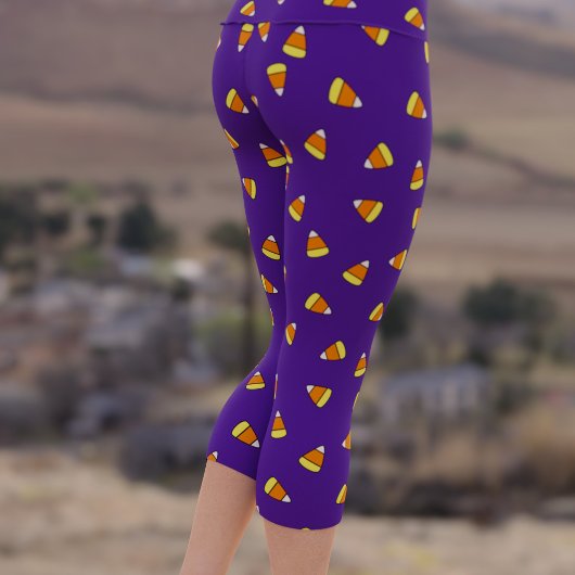 Halloween Candy Mais Muster Lila Capri Leggings