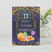 Halloween Candy Mason Jar Party Einladungen (Stehend Vorderseite)