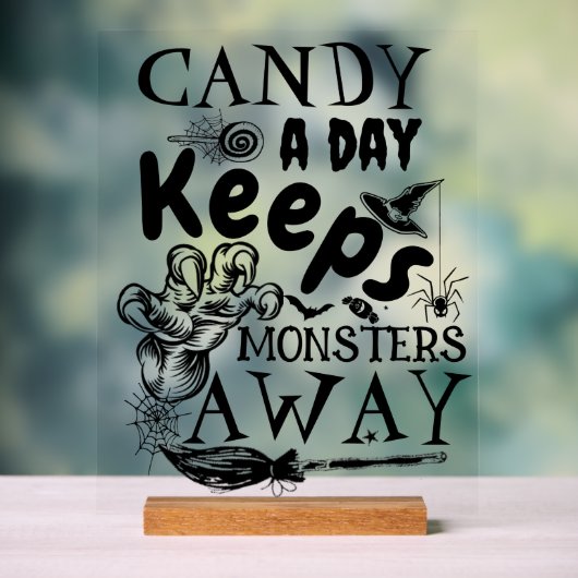 Halloween Candy Monsters Sprichwort Typografy Part Acrylschild (Neutral)