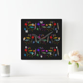 Halloween Candy Pattern Quadratische Wanduhr (Zuhause)