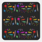 Halloween Candy Pattern Quadratischer Aufkleber (Vorderseite)