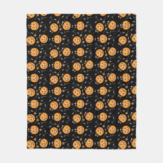 Halloween Candy Pumpkin Bucket Pattern Fleecedecke (Vorderseite)
