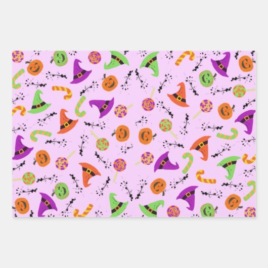 Halloween Candy Pumpkin & Hexenhut 2 Geschenkpapier Set (Vorderseite 3)