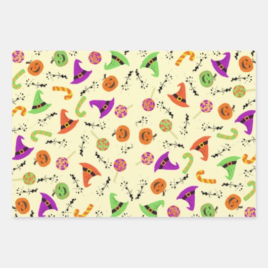 Halloween Candy Pumpkin & Hexenhut 2 Geschenkpapier Set (Vorderseite 2)