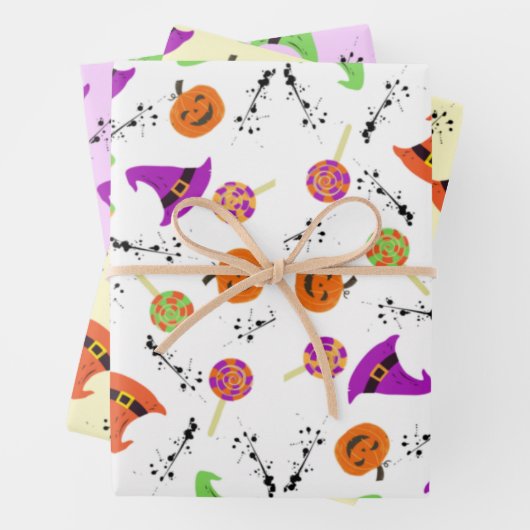 Halloween Candy Pumpkin & Hexenhut 2 Geschenkpapier Set (Beispiel)