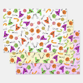 Halloween Candy Pumpkin & Hexenhut 2 Geschenkpapier Set