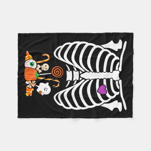 Halloween Candy Skeleton Rib Cage Röntgen Funny Fleecedecke (Vorderseite (Horizontal))