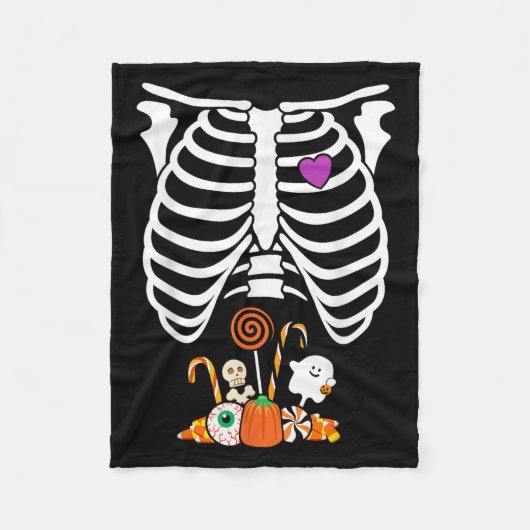 Halloween Candy Skeleton Rib Cage Röntgen Funny Fleecedecke (Vorderseite)