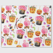 Halloween Candy Süßigkeiten Spooky Wrapping Paper Geschenkpapier (Flach)