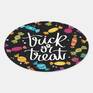 Halloween Candy Trick or Treat Ovaler Aufkleber