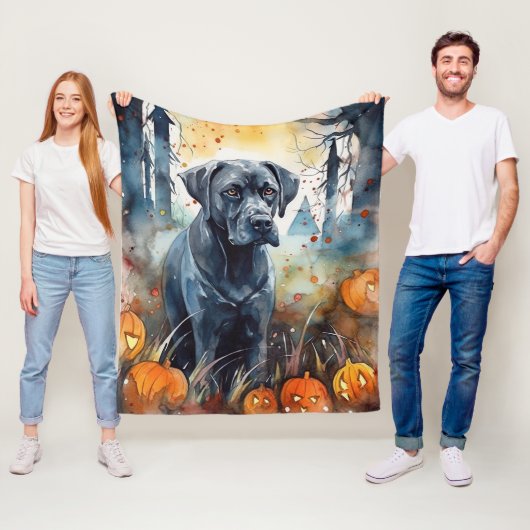 Halloween Cane Corso mit Pumpkins Beängstigend Fleecedecke (Beispiel)
