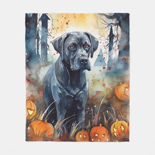 Halloween Cane Corso mit Pumpkins Beängstigend Fleecedecke (Vorderseite)