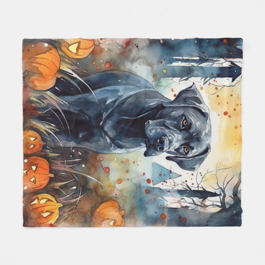 Halloween Cane Corso mit Pumpkins Beängstigend Fleecedecke (Vorderseite (Horizontal))