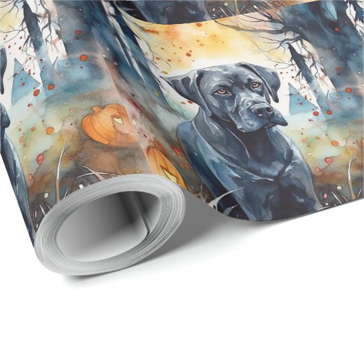 Halloween Cane Corso mit Pumpkins Beängstigend Geschenkpapier (Rolleneckpunkt)
