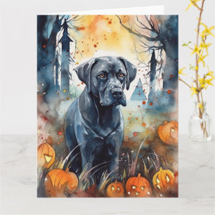 Halloween Cane Corso mit Pumpkins Beängstigend Karte