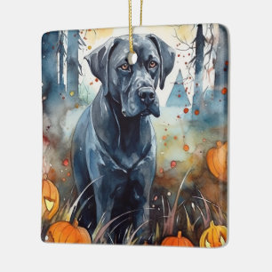 Halloween Cane Corso mit Pumpkins Beängstigend Keramikornament