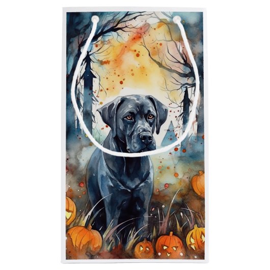 Halloween Cane Corso mit Pumpkins Beängstigend Kleine Geschenktüte (Rückseite)
