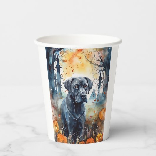 Halloween Cane Corso mit Pumpkins Beängstigend Pappbecher (Rückseite)