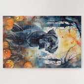 Halloween Cane Corso mit Pumpkins Beängstigend Puzzle (Horizontal)