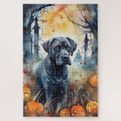 Halloween Cane Corso mit Pumpkins Beängstigend Puzzle (Vertikal)