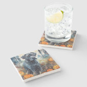 Halloween Cane Corso mit Pumpkins Beängstigend Steinuntersetzer (Seitenansicht)