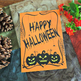 Halloween Card "Black Jack O' Lanterns & Spiders Feiertagskarte