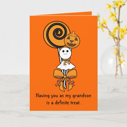 Halloween Card der Enkeltochter: Drei süße Leckere Karte (Gelbe Blume)