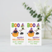 Halloween-Card des Kitten und Owl Grablehrers Postkarte (Stehend Vorderseite)