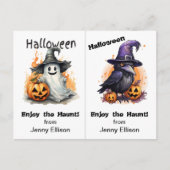 Halloween Card für das Party der Ghost- und Crow-S Postkarte (Vorderseite)