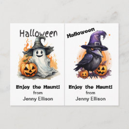 Halloween Card für das Party der Ghost- und Crow-S Postkarte