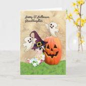 Halloween Card für Enkelin mit Baby, Geister Karte (Gelbe Blume)