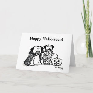 Halloween-Card für Vampug- und Mummy-Mops Karte