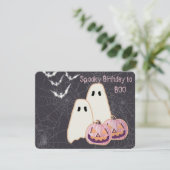 Halloween Card Ghost Pink Pumpkin JOL Bat (Stehend Vorderseite)