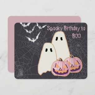Halloween Card Ghost Pink Pumpkin JOL Bat