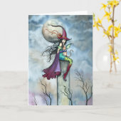 Halloween Card Hexenkatze Fairy Art Karte (Gelbe Blume)