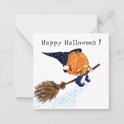Halloween Card Hexenkürbis Mitteilungskarte (Vorderseite)
