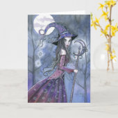 Halloween Card Lila Hexe Karte (Gelbe Blume)