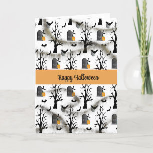 Halloween Card mit Gravestones und Pumpkins Feiertagskarte